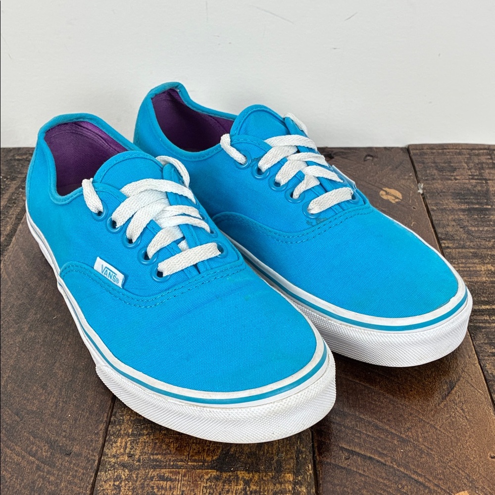 Vans Low-Top Canvas Sneakers Women’s 8/Men’s 6.5 Lace Up Teal-Blue Purple Lining